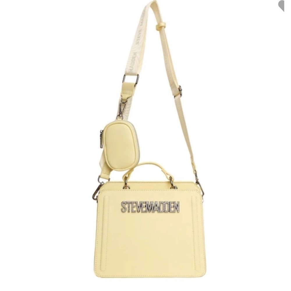 Steve Madden Cream Crossbody Bag Rhinestone Logo New Without Tags